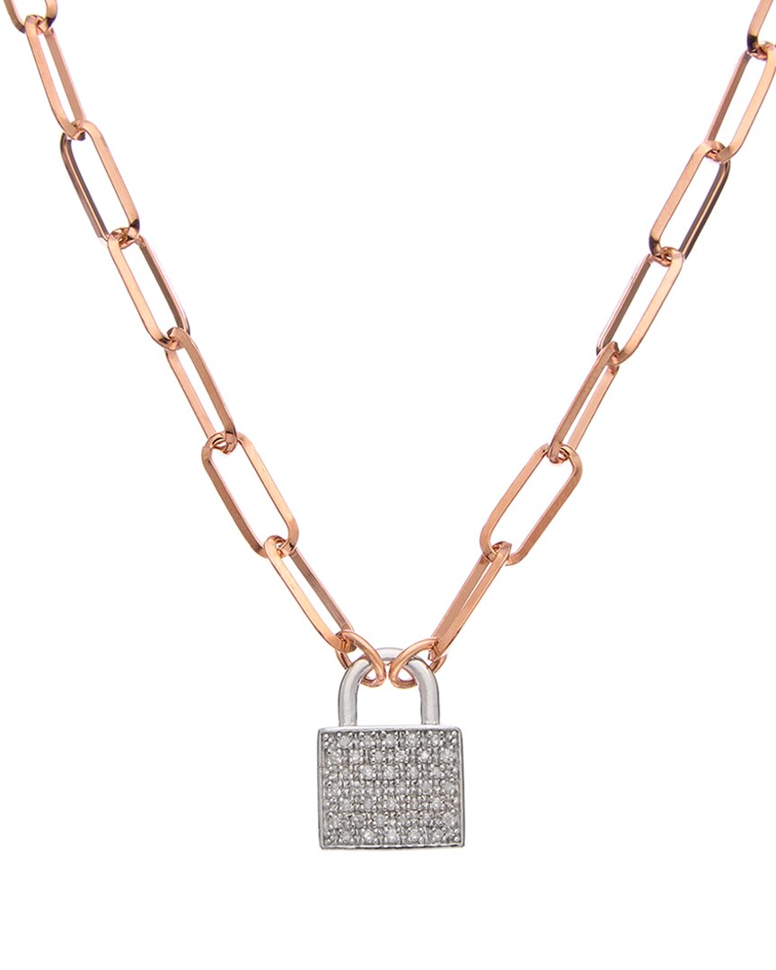 Meshmerise Meshmerise 18K Over Silver 0.25 Ct. Tw. Diamond Padlock Necklace