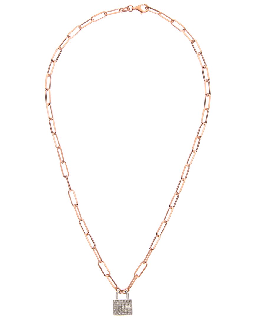 Meshmerise Meshmerise 18K Over Silver 0.25 Ct. Tw. Diamond Padlock Necklace