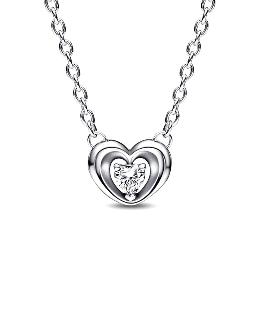 Pandora Moments Silver Cz Pendant Necklace