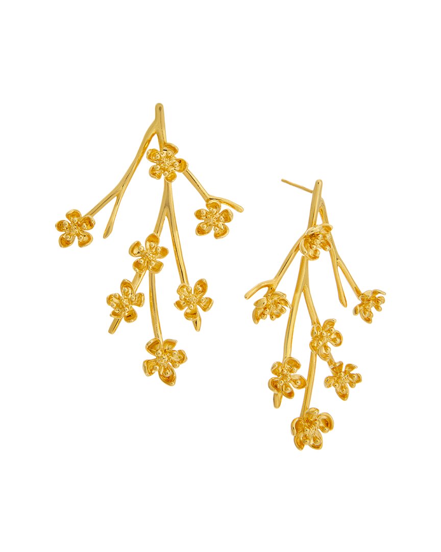 Oscar De La Renta Cherry Blossom Gold Branch Earrings