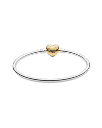 Pandora Pandora Moments 14K & Silver Heart Clasp Bangle, 17