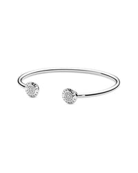 Pandora Pandora Silver Cz Logo Open Bangle Bracelet, 1