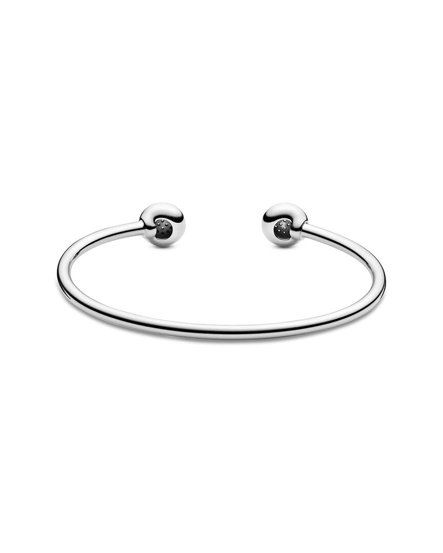 Pandora Pandora Silver Cz Logo Open Bangle Bracelet, 1