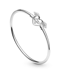 Pandora Pandora Moments Silver Heart Wings Bangle Bracelet