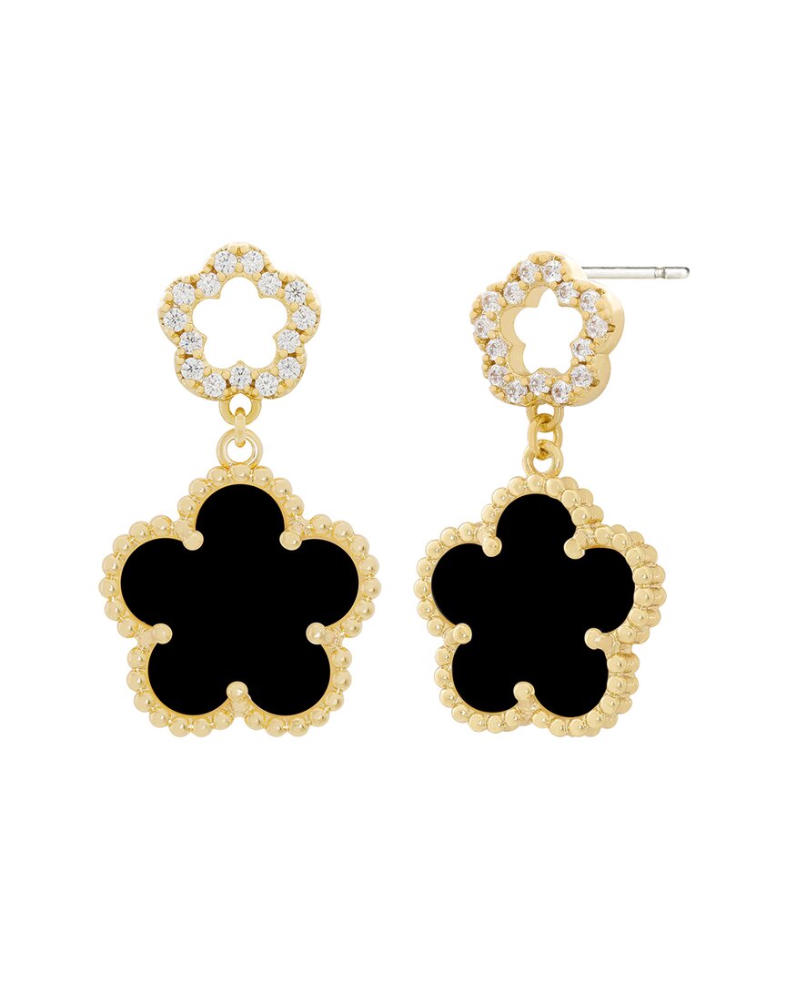 Jankuo 14K Plated Onyx Cz Drop-Post Earrings