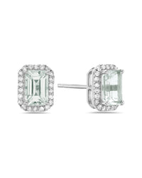 Forever Creations 14K 1.23 Ct. Tw. Diamond & Aquamarine Halo Earrings