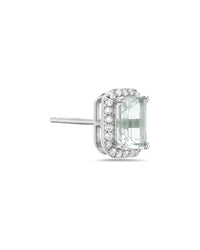 Forever Creations 14K 1.23 Ct. Tw. Diamond & Aquamarine Halo Earrings
