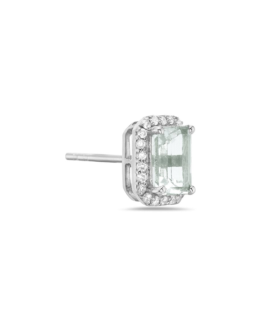 Forever Creations 14K 1.23 Ct. Tw. Diamond & Aquamarine Halo Earrings