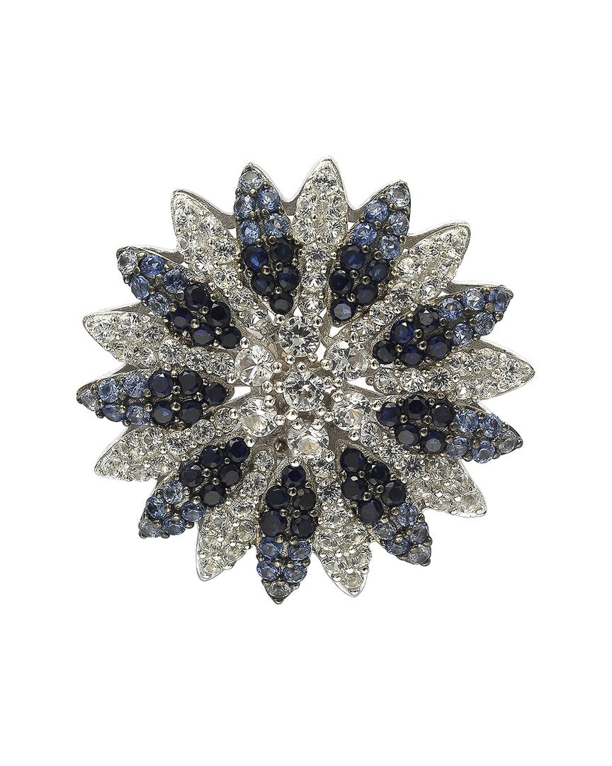 Suzy Levian Suzy Levian Silver 0.02 Ct. Tw. Diamond & Sapphire Brooch