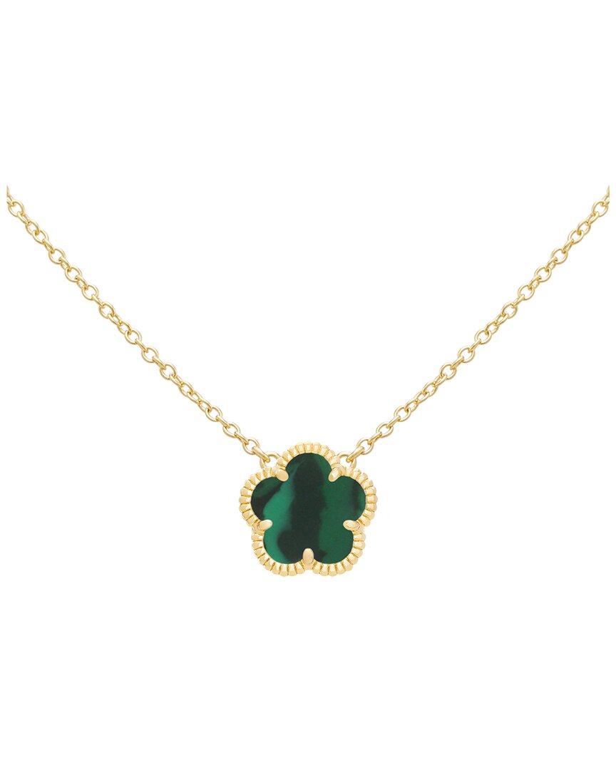 JANKUO Jankuo Flower 14K Plated Synthetic Emerald Pendant Necklace