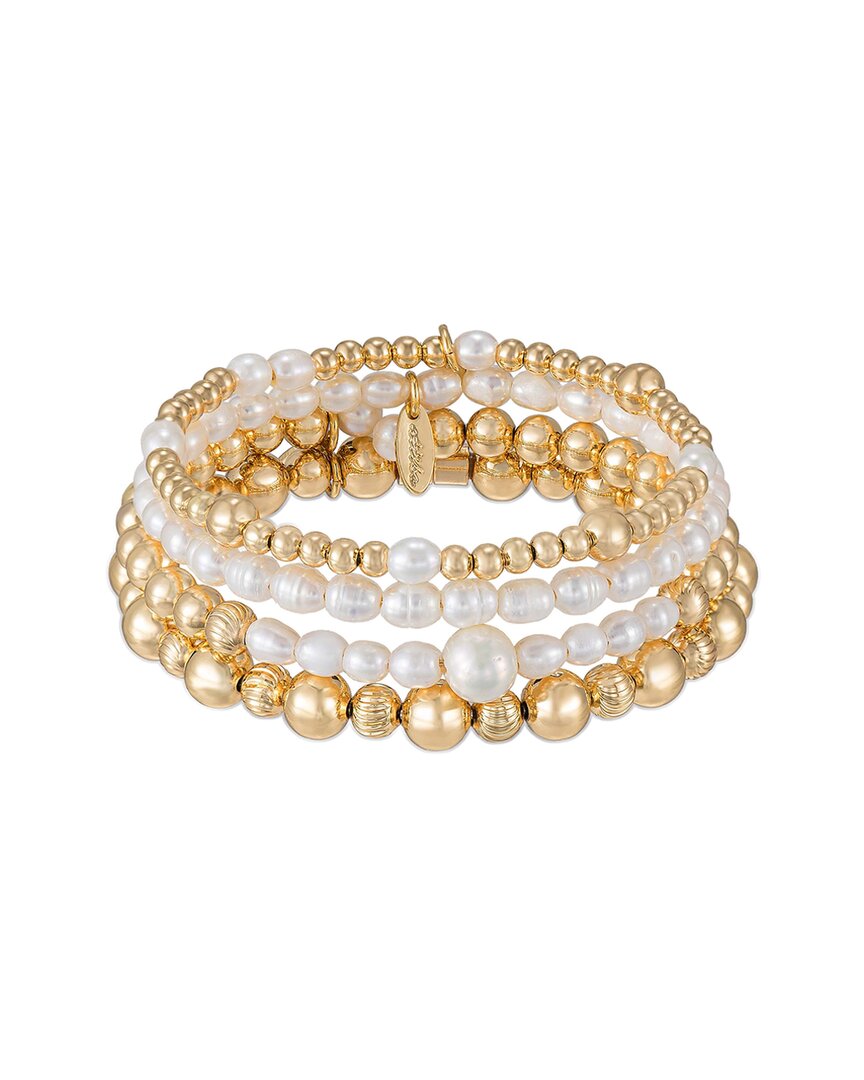 Ettika 18K Plated 4-5Mm Pearl Cuff And Bangle Set
