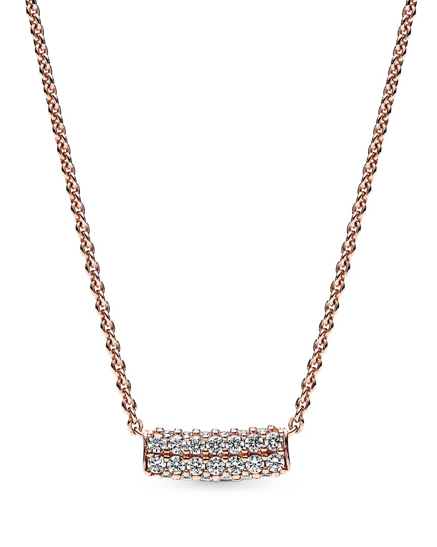 Pandora Timeless 14K Rose Gold Plated Cz Necklace