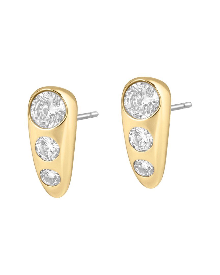 Electric Picks 14K Plated Cz Cushion Statement Earrings