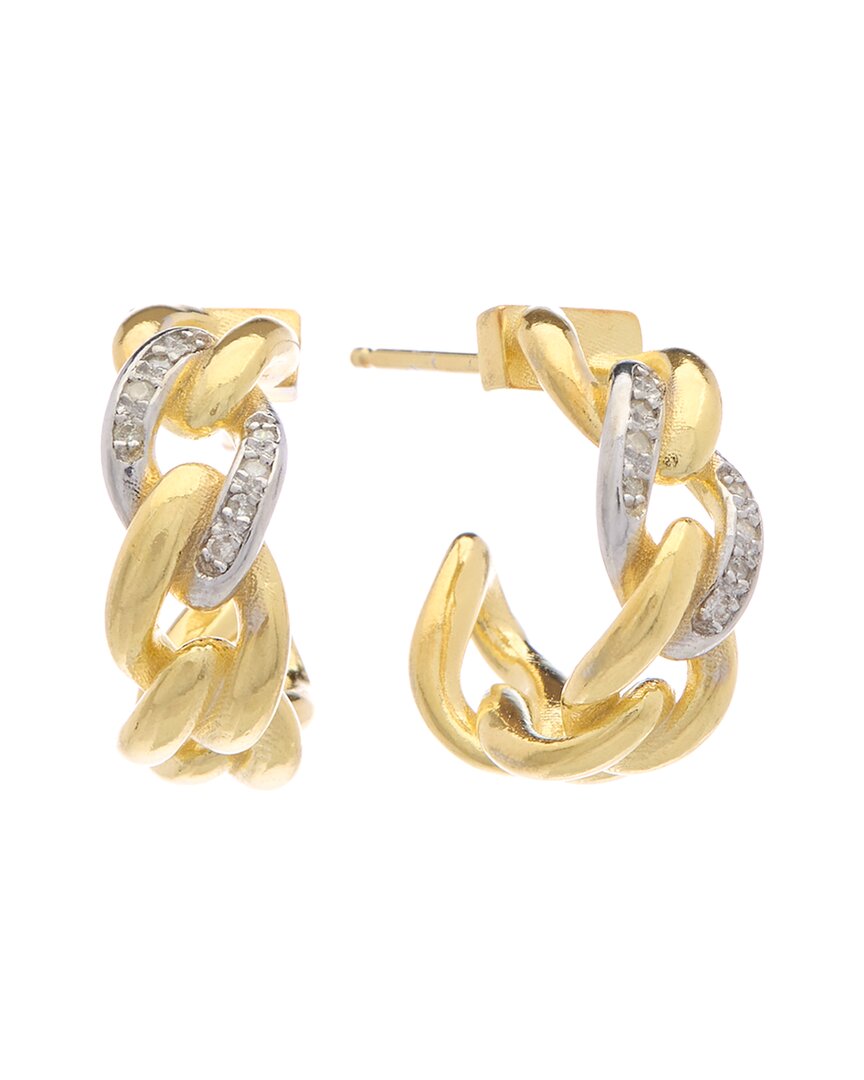 Meshmerise 18K Over Silver 0.16 Ct. Tw. Diamond Hoops