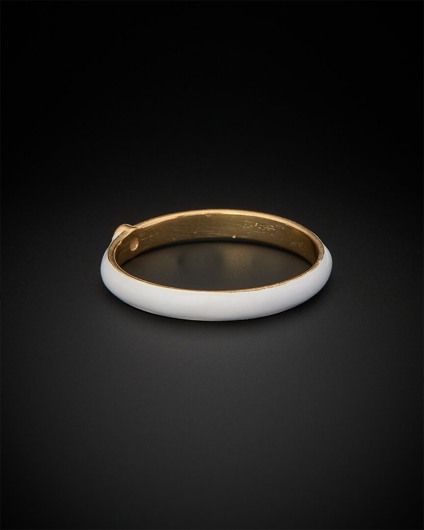 18K Italian Gold Over Silver 0.05 Ct. Tw. Diamond Enamel Ring