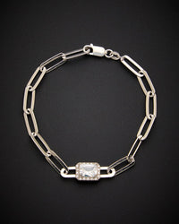 Italian Gold Over Silver 18K Italian Gold Over Silver 1.65 Ct. Tw. White Topaz & Diamond Bracelet