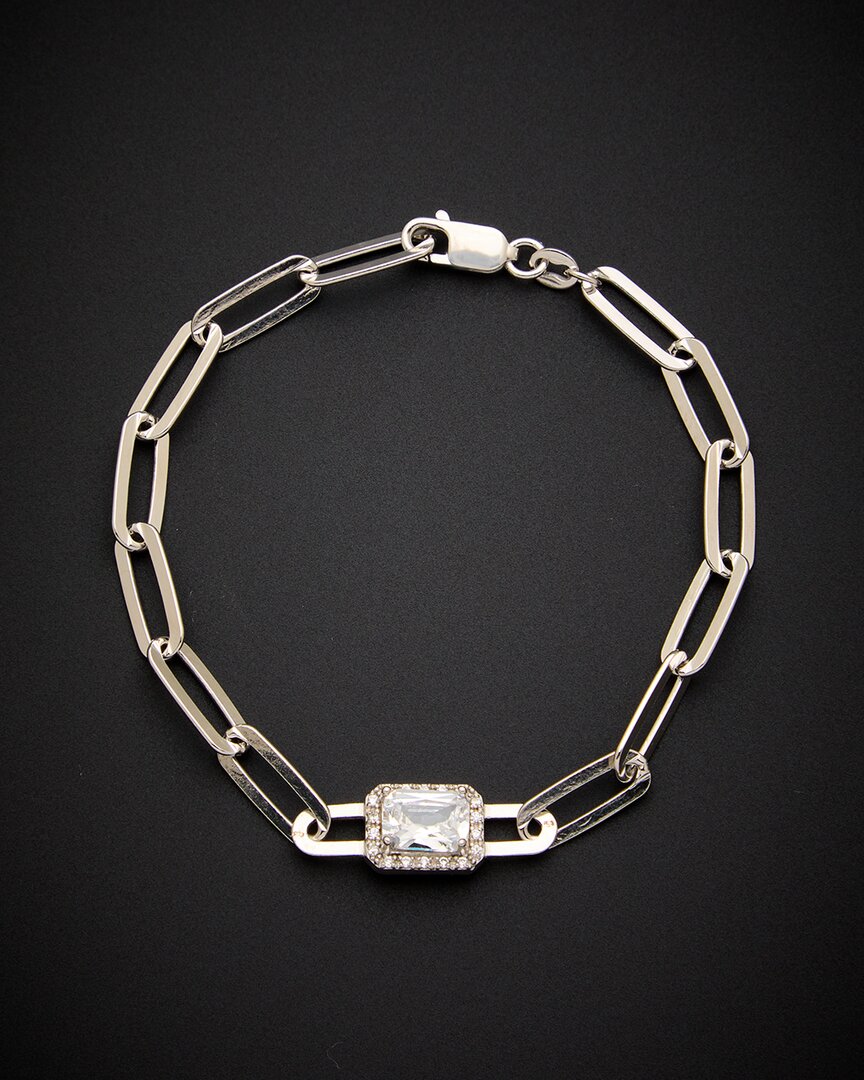 Italian Gold Over Silver 18K Italian Gold Over Silver 1.65 Ct. Tw. White Topaz & Diamond Bracelet