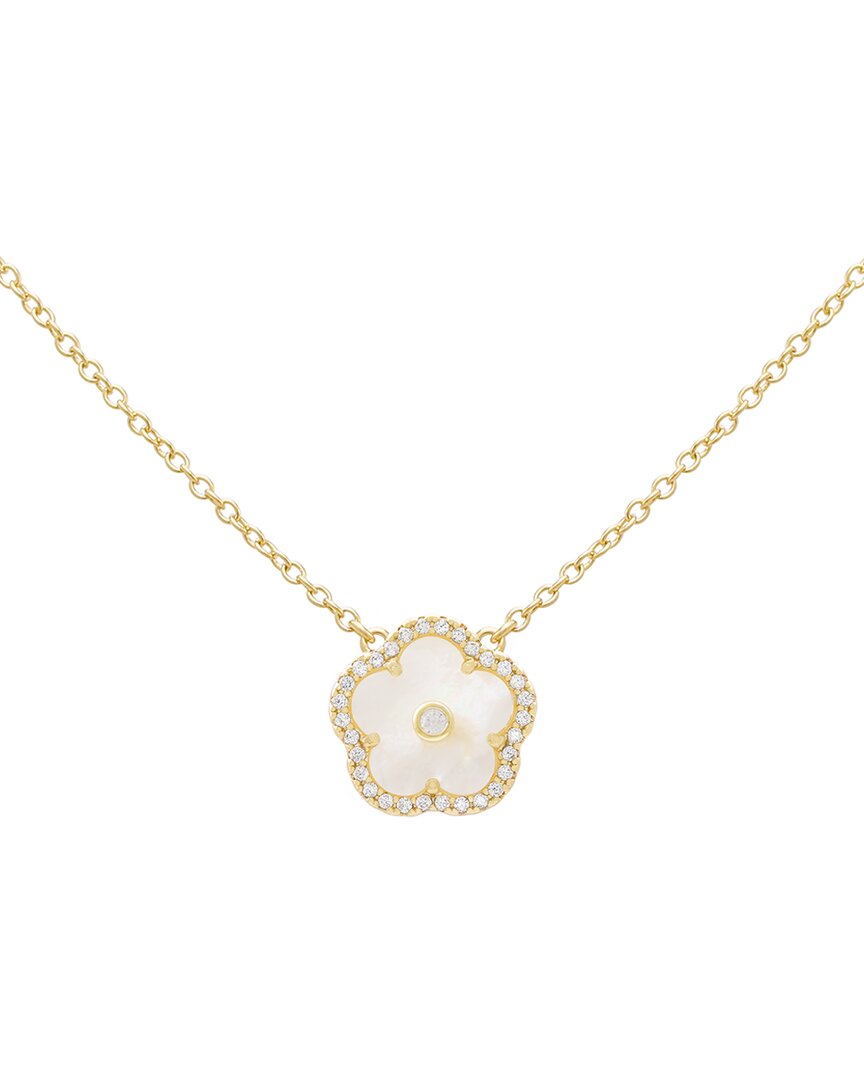 JANKUO Jankuo Flower 14K Plated Lab-Grown Mother-Of-Pearl Cz Pendant Necklace