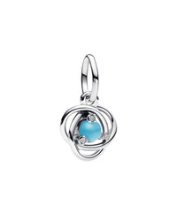 Pandora Moments Silver Cz Turquoise Blue Eternity Circle Dangle Charm