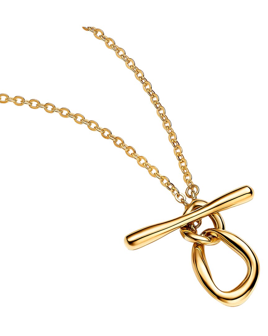 Pandora Essence 14K Plated Organically Shaped Circles T-Bar Necklace