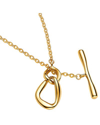 Pandora Essence 14K Plated Organically Shaped Circles T-Bar Necklace