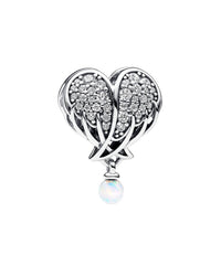 Pandora Moments Silver Sparkling Angel Wings & Heart Charm