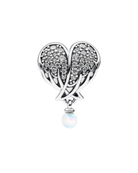 Pandora Moments Silver Sparkling Angel Wings & Heart Charm