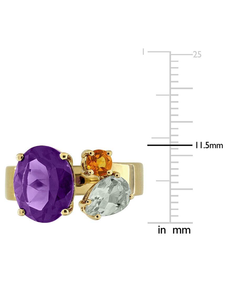 Rina Limor Silver 3.94 Ct. Tw. Amethyst & Green Quartz & Madeira Citrine Ring
