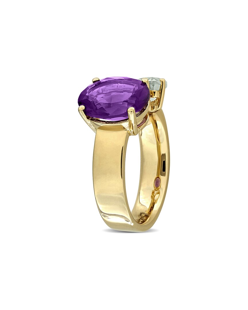 Rina Limor Silver 3.94 Ct. Tw. Amethyst & Green Quartz & Madeira Citrine Ring