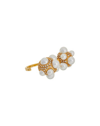 Oscar De La Renta Pearl Pave Cluster Double Ring