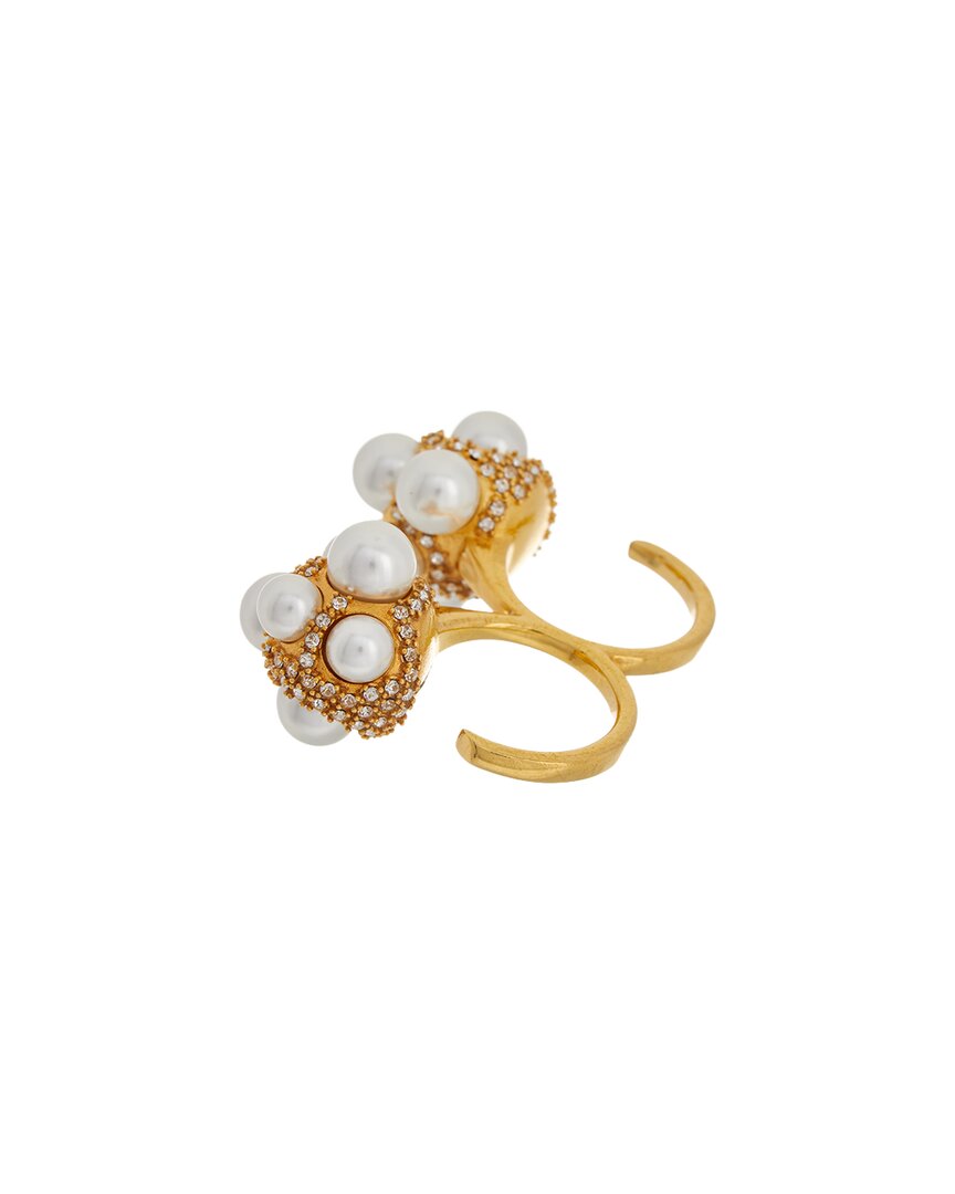 Oscar De La Renta Pearl Pave Cluster Double Ring