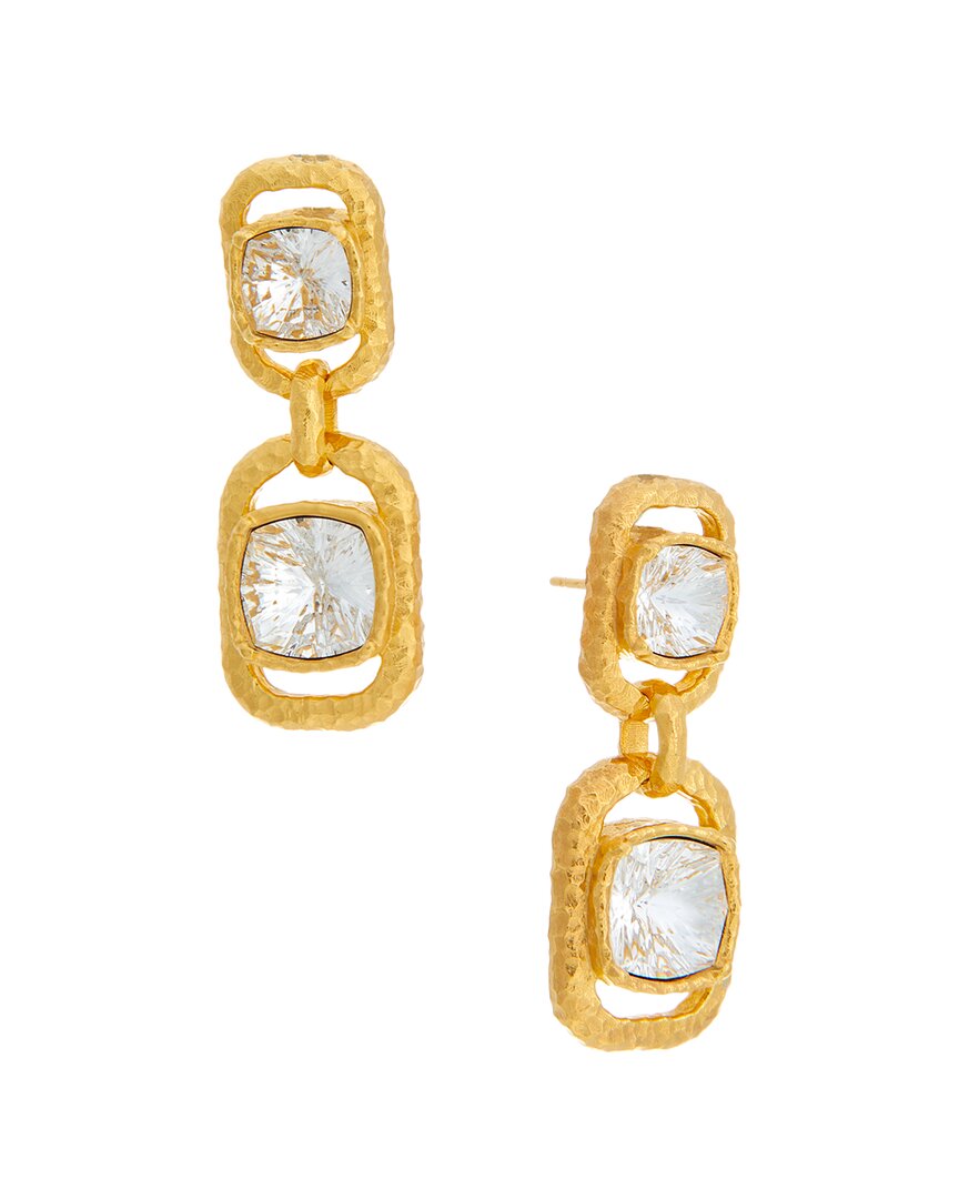 Oscar De La Renta Rectangle Crystal Double Drop Earrings