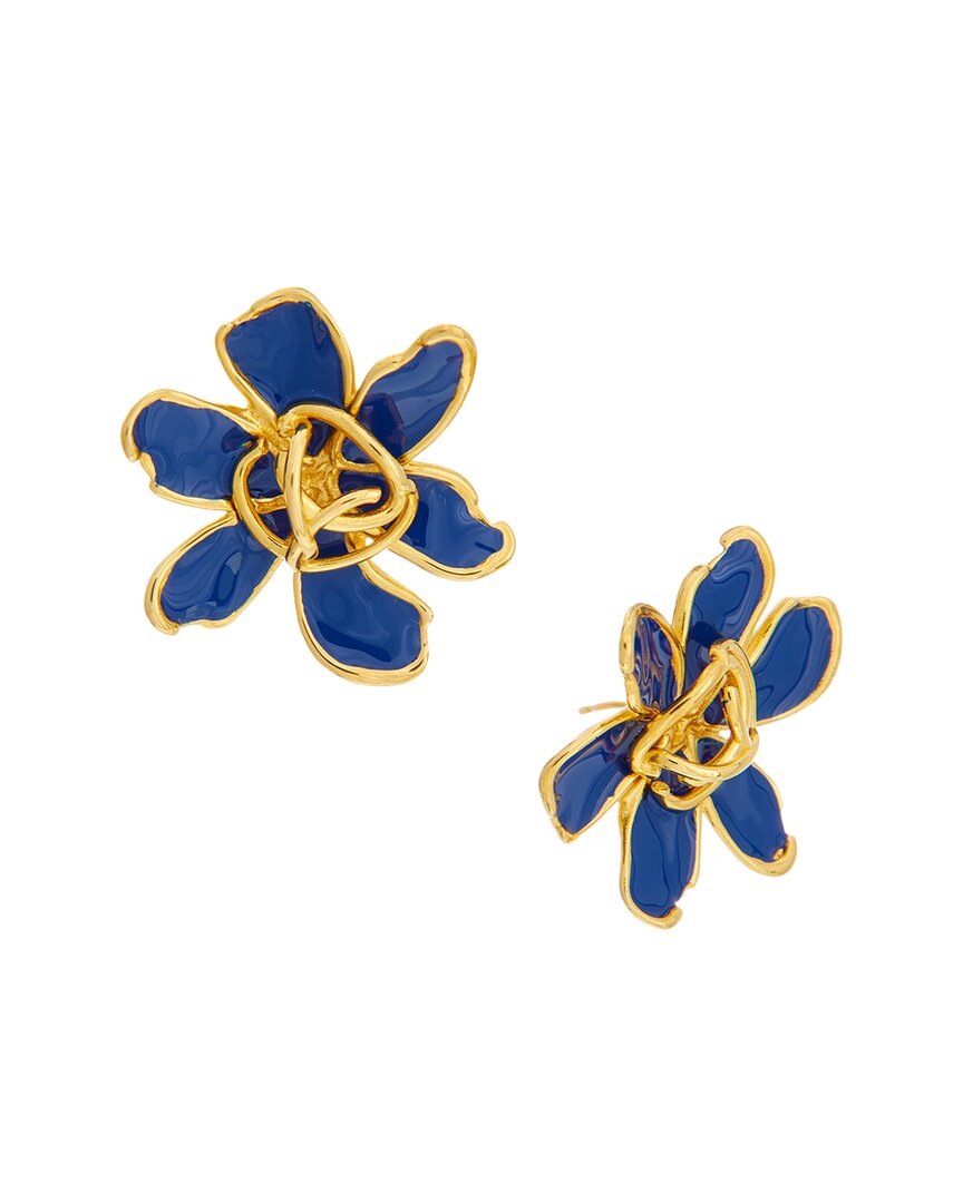Oscar De La Renta O Enamel Flower Stud Earrings