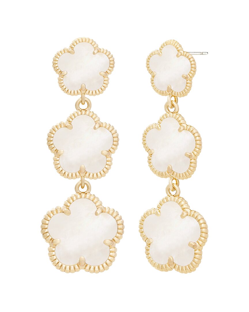 Jankuo Flower 14K Plated Mother-Of-Pearl Trapper Earrings