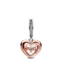 Pandora Moments 14K Rose Gold Plated Cz Radiant Heart Dangle Charm