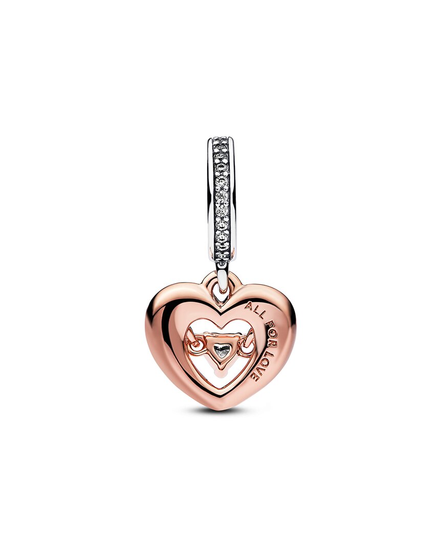 Pandora Moments 14K Rose Gold Plated Cz Radiant Heart Dangle Charm