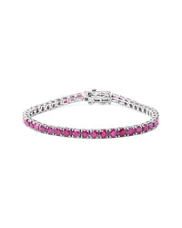 Haus Of Brilliance Colorful Gemstones Silver 11.50 Ct. Tw. Lab-Grown Ruby Tennis