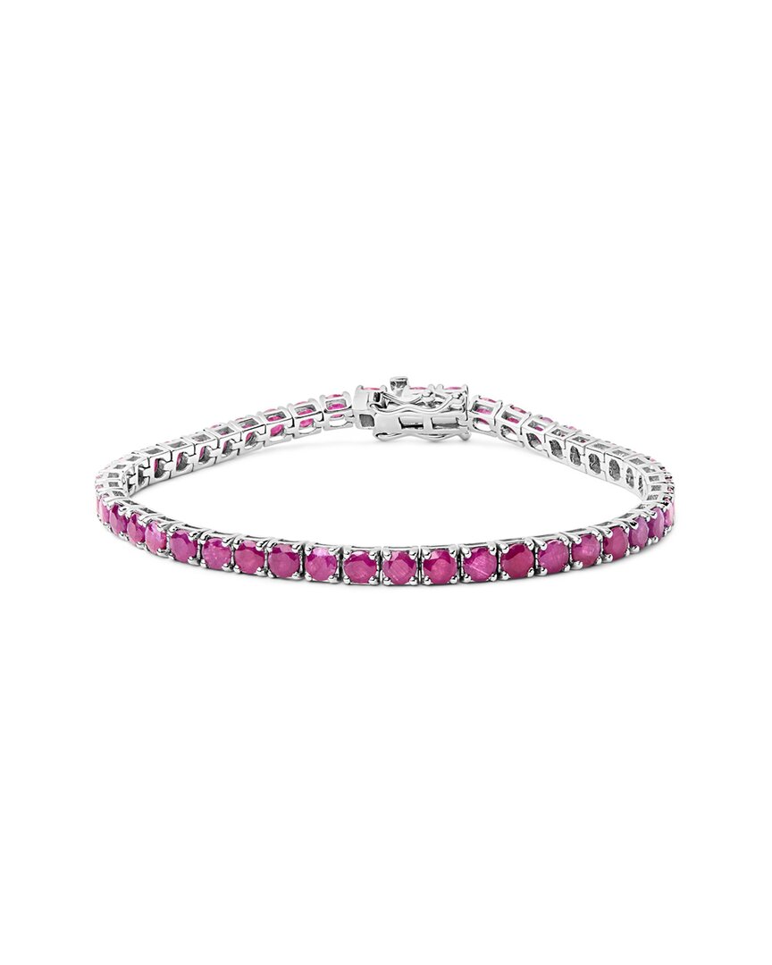 Haus Of Brilliance Colorful Gemstones Silver 11.50 Ct. Tw. Lab-Grown Ruby Tennis