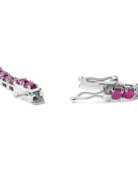 Haus Of Brilliance Colorful Gemstones Silver 11.50 Ct. Tw. Lab-Grown Ruby Tennis
