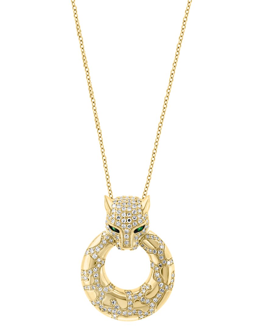Effy Fine Jewelry Silver 0.72 Ct. Tw. Diamond & Emerald Necklace