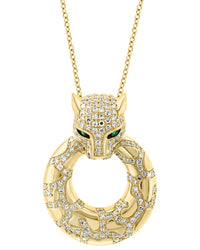 Effy Fine Jewelry Silver 0.72 Ct. Tw. Diamond & Emerald Necklace