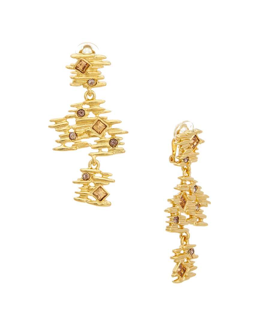 Oscar De La Renta Rose Crystal 3-Drop Earrings