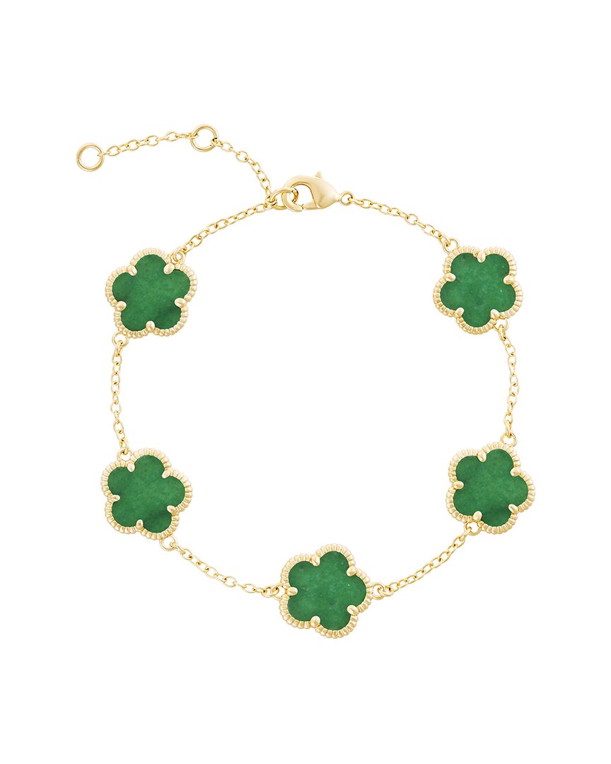 Jankuo Flower 14K Plated Jade Color Agate Station Bracelet