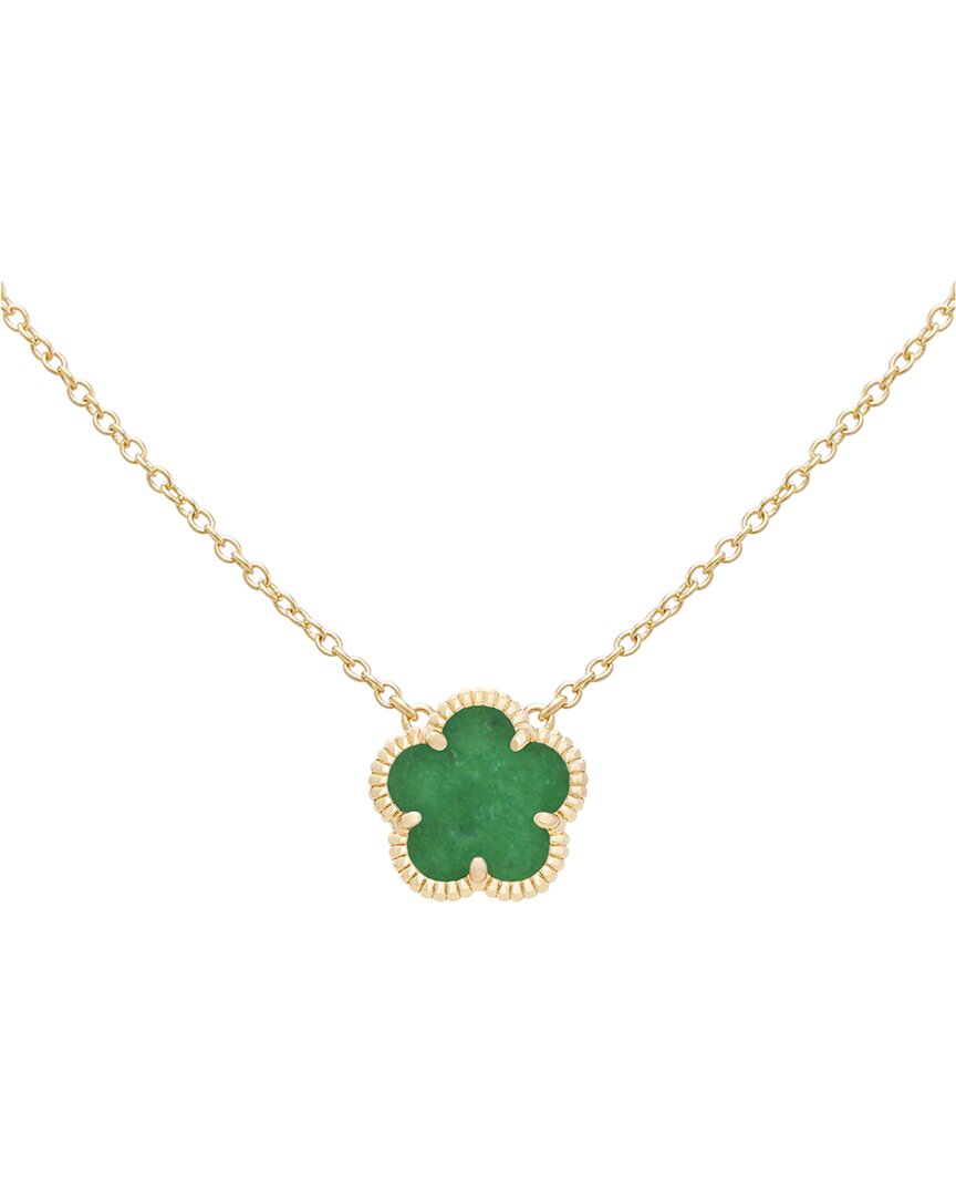 JANKUO Jankuo Flower 14K Plated Jade Color Agate Pendant Necklace