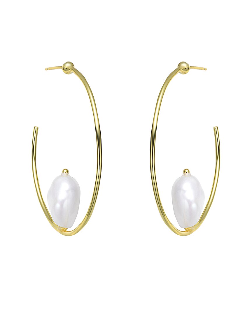 Genevive Genevive 18K Over Silver 14Mm Freshwater Pearl Earrings