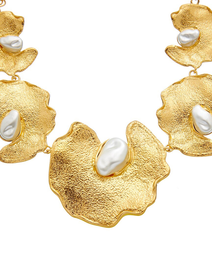 Oscar De La Renta Pearl Lilypad Necklace