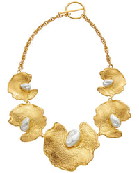 Oscar De La Renta Pearl Lilypad Necklace