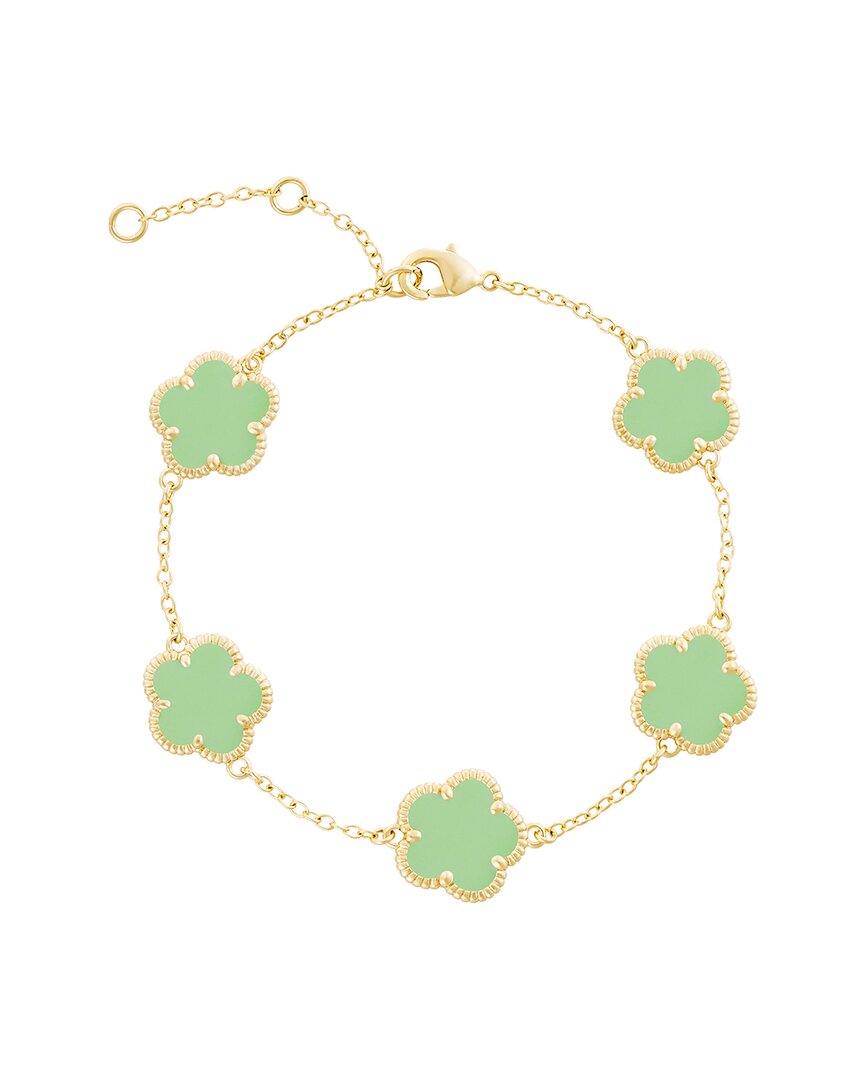 JANKUO Jankuo Flower 14K Plated Synthetic Peridot Color Stone Station Bracelet
