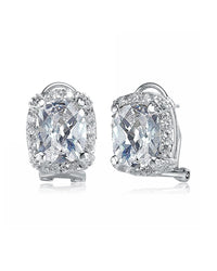 Genevive Silver Cz Omega Solitaire Earrings
