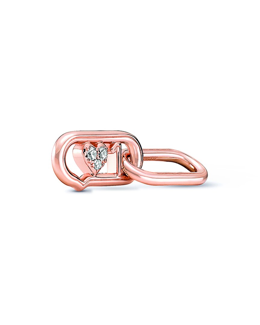 Pandora Me 14K Rose Gold Plated Cz Heart Double Link